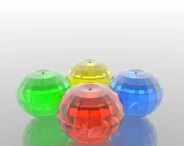 Diamentowe Szkło kolorowe kule z odbiciem — Zdjęcie stockowe