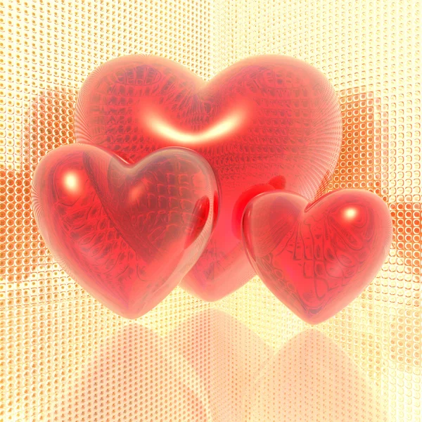 Красное сердце на фоне сетки — стоковое фото