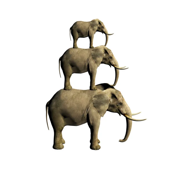 3D ελέφαντα που απομονώνονται σε λευκό — Φωτογραφία Αρχείου