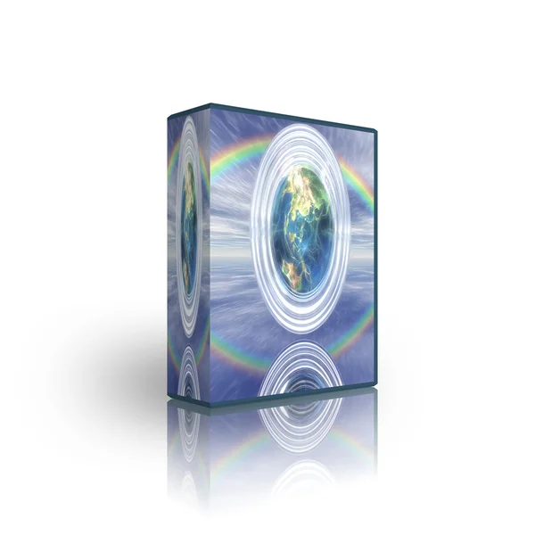 3d arco-íris modelo de caixa mundial — Fotografia de Stock