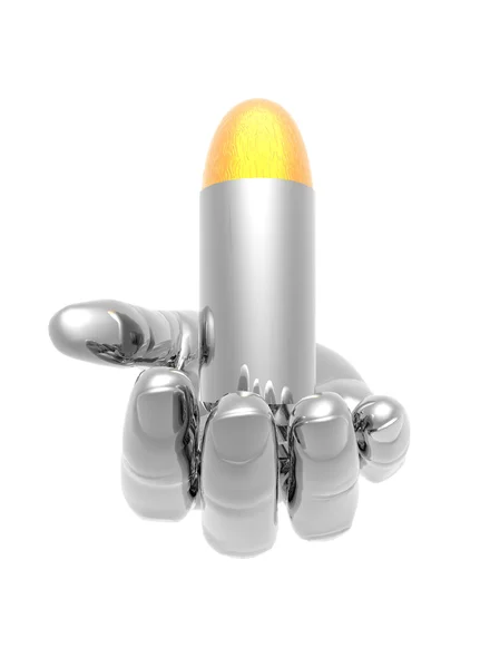 Bright 3D golden bullet on the hand — Stock Photo, Image