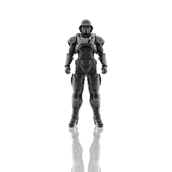 3d soldier in a gas mask isolated on a white — ストック写真
