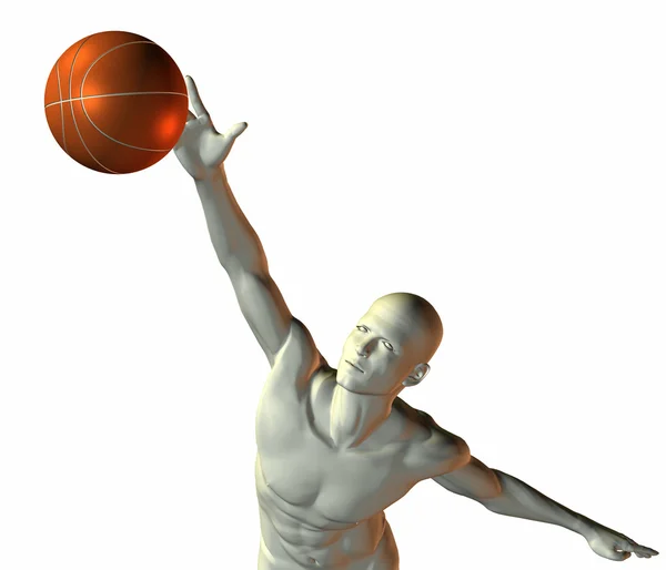Cyber boy with basket ball — Stock Photo, Image