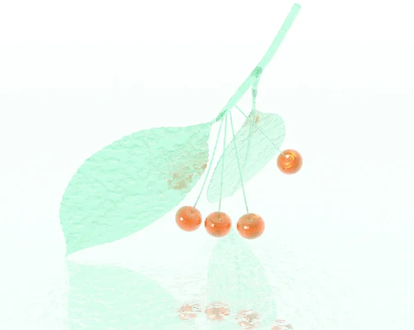 3d 鲁宾明亮玻璃樱桃白色上孤立 — 图库照片