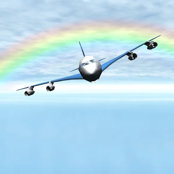 Авиалайнер с голубым небом — стоковое фото