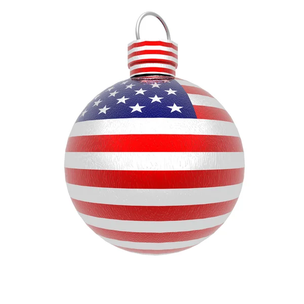 Bright 3d christmas ball with USA flag — Stock Photo, Image