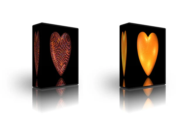Два шаблони коробки серця — стокове фото