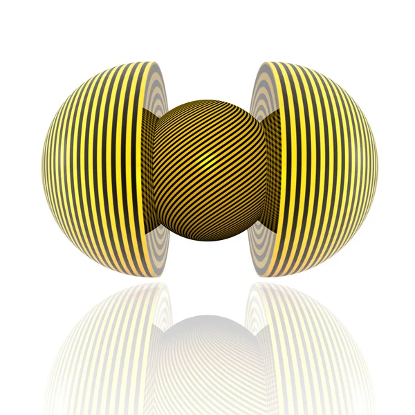 Αφηρημένη μπάλα με κίτρινες ρίγες — Φωτογραφία Αρχείου