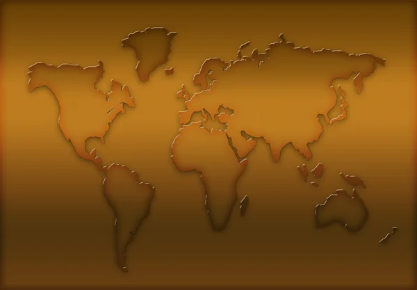 世界地图轮廓 — 图库照片