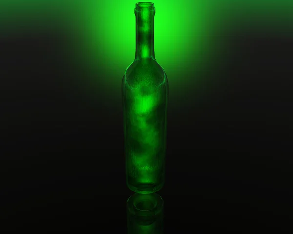 Botella de vino verde 3D — Foto de Stock