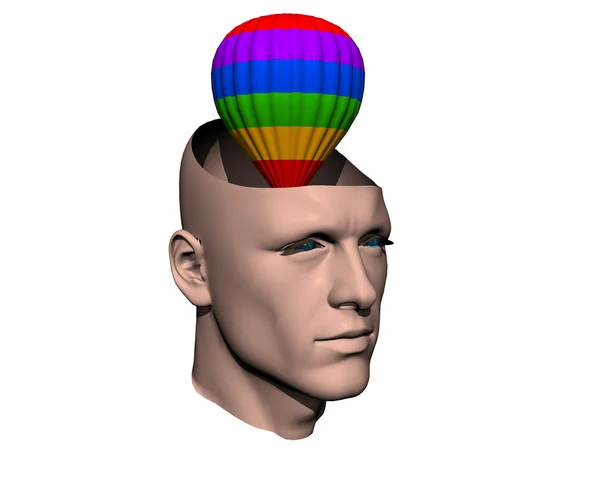 3D мужчины треснула голова с лампой — стоковое фото