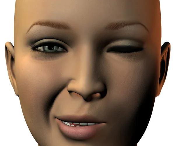Flicka ansikte i 3d med känslor — Stockfoto