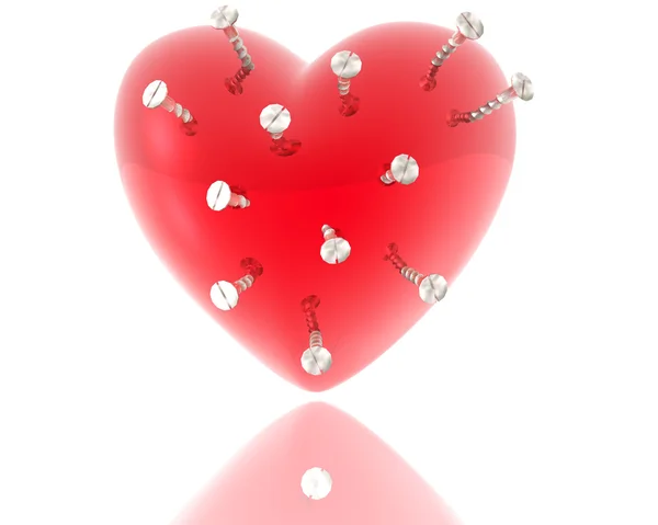 3d srdce červené lásky — Stock fotografie
