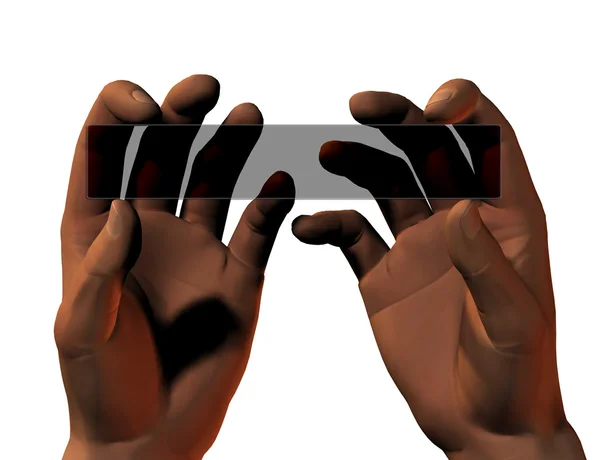 Δύο χέρια με γυαλί αυτοκόλλητο — Φωτογραφία Αρχείου