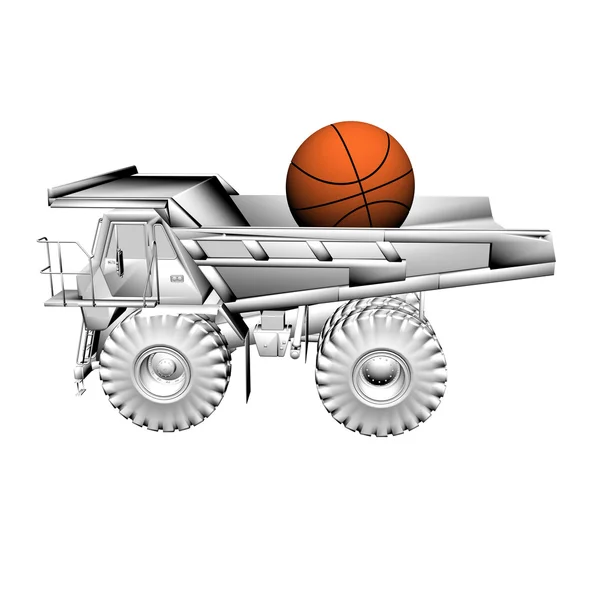 Camioane și minge sport — Fotografie, imagine de stoc