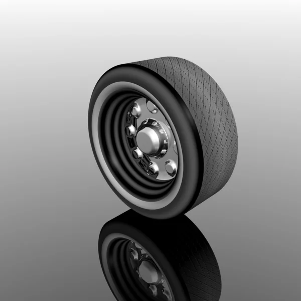 Ruota pneumatica su sfondo grigio — Foto Stock