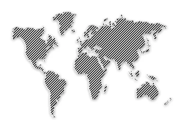 Силует світової карти ізольовано на білому — стокове фото