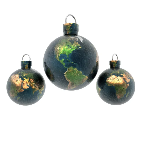 圣诞彩球地球纹理 — 图库照片