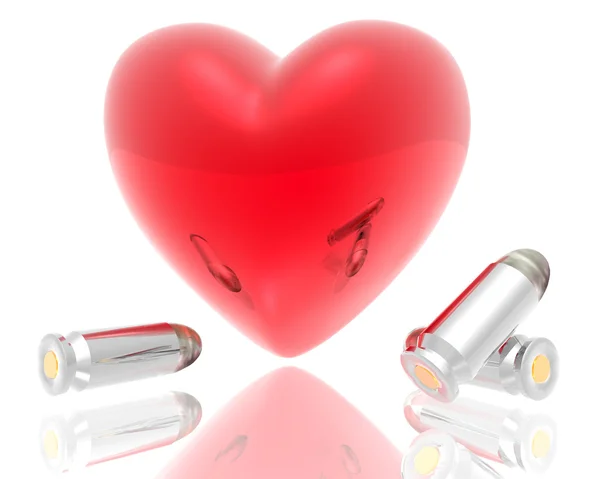Mermi ile 3D kalp — Stok fotoğraf