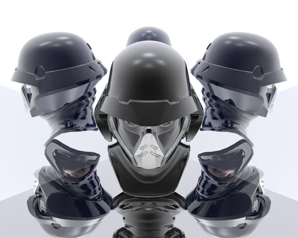 Soldados 3d en una máscara de gas — Foto de Stock