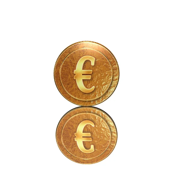 ミラー上の reflectoin と黄金のコイン — ストック写真