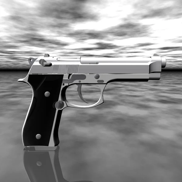 Primo piano di pistola isolata su un grigio — Foto Stock
