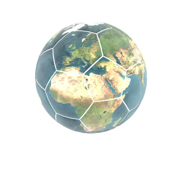Fotbalový míč s earth — Stock fotografie