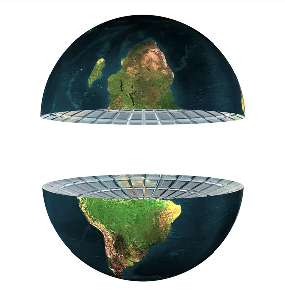 Twee aarde halfrond geïsoleerd op wit — Stockfoto