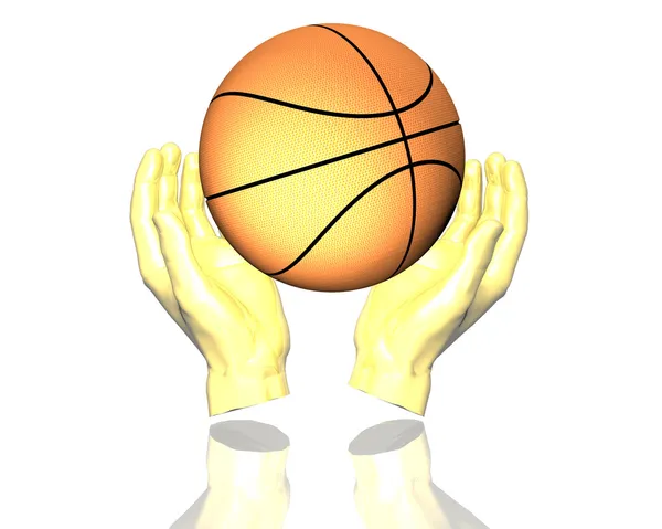 3D χρυσό μπάσκετ, απομονώνονται σε ένα λευκό — Φωτογραφία Αρχείου