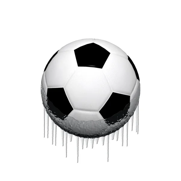 Pallone da calcio ghiaccio isolato su un bianco — Foto Stock