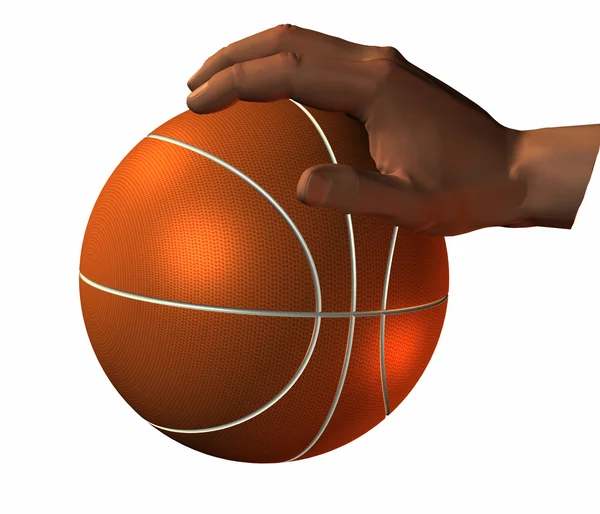 3D hand med korg bollen isolerad på en vit — Stockfoto