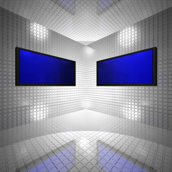 Monitory v mřížce místnosti — Stock fotografie