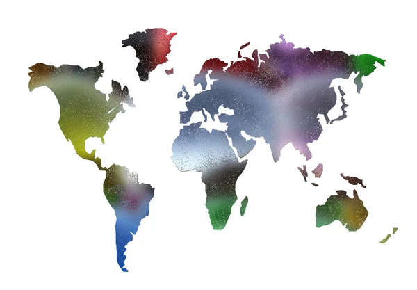 Παγκόσμιο χάρτη σιλουέτα που απομονώνονται σε λευκό — Φωτογραφία Αρχείου