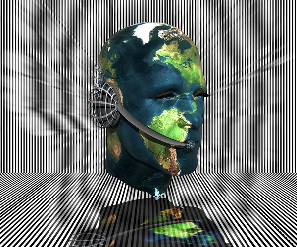 3D мужчины голова с текстурой земли — стоковое фото
