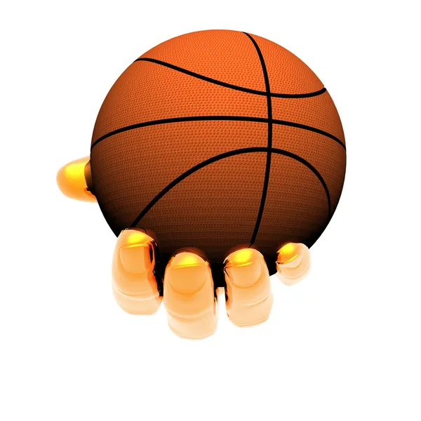Mano con pallone da basket isolato su un bianco — Foto Stock