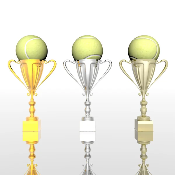 Trophy cup with tennis ball isolated on a white — Stock Photo, Image