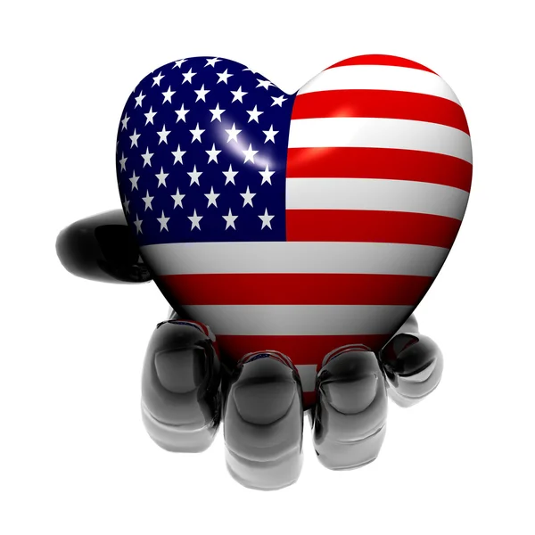 Corazón con textura de bandera estadounidense aislado en un blanco — Foto de Stock