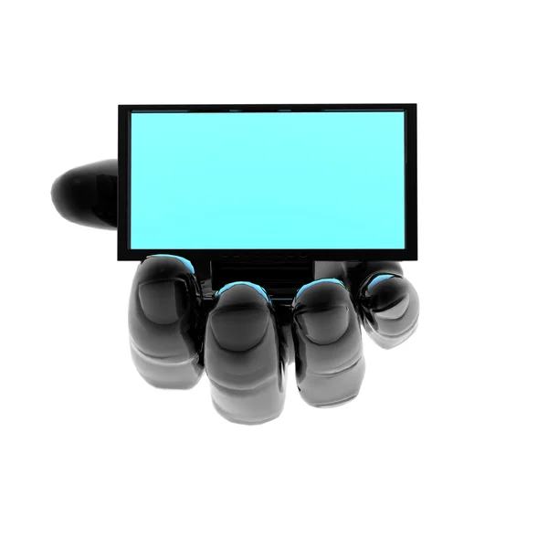 Lcd-monitor på hånden – stockfoto