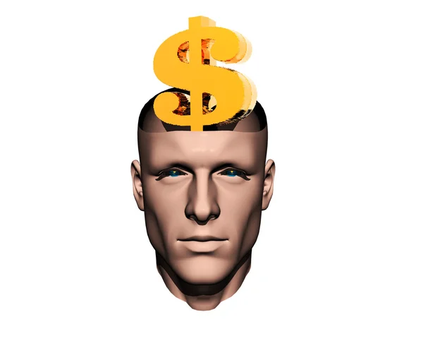stock image Men head with golden us dollar sign
