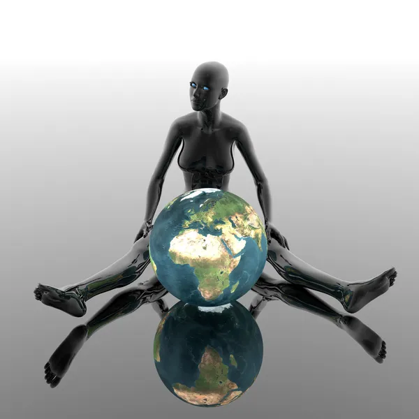 地球の 3 d の裸の女の子 — ストック写真