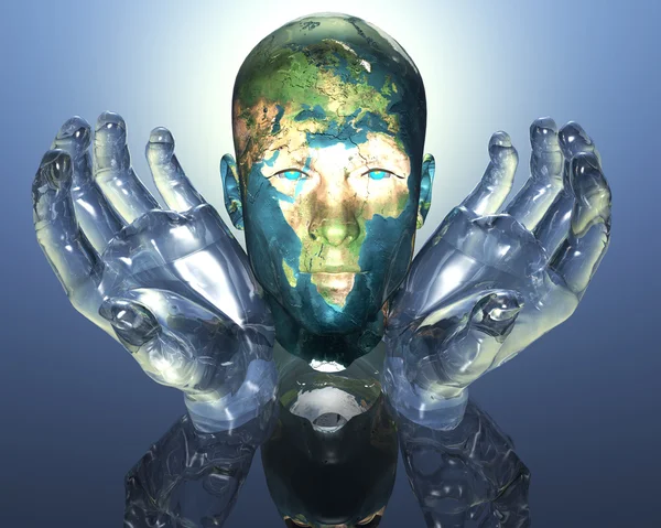 3D terra homens texturizados cabeça — Fotografia de Stock