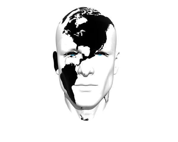 Homens 3D rosto com textura terra — Fotografia de Stock