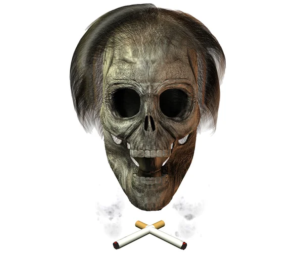 3d 头骨与香烟 — 图库照片