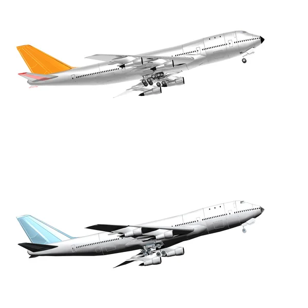 Dois aviões isolados em um branco — Fotografia de Stock