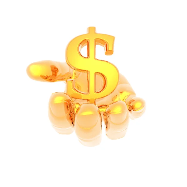 Hand med ett gyllene valuta tecken — Stockfoto
