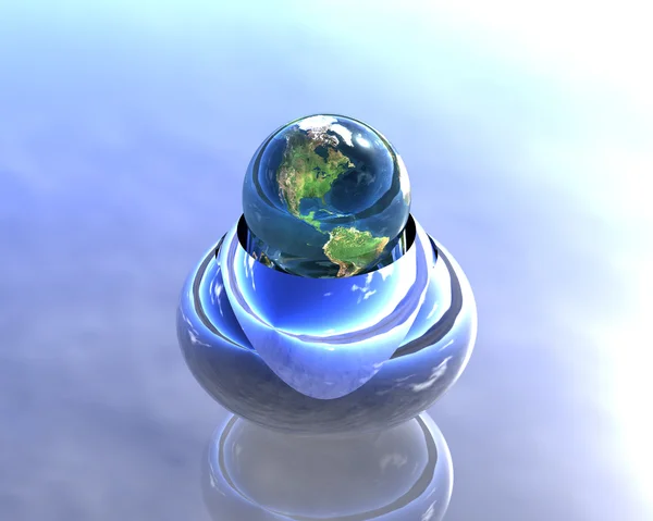 Globe dans un ciel bleu — Photo