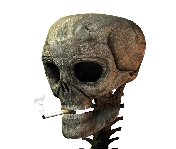 Calavera 3D con cigarrillo —  Fotos de Stock