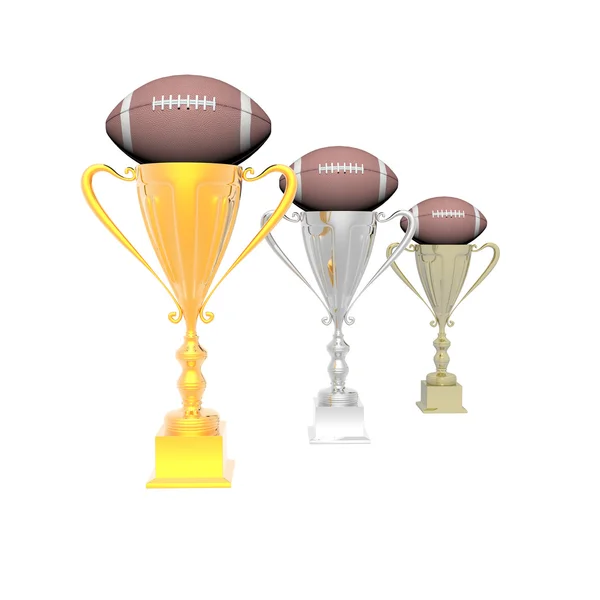 Trophy cup med fotboll isolerad på en vit — Stockfoto