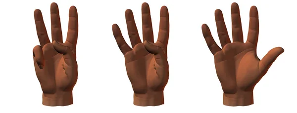 Zählen von 3D-Händen isoliert auf Weiß — Stockfoto