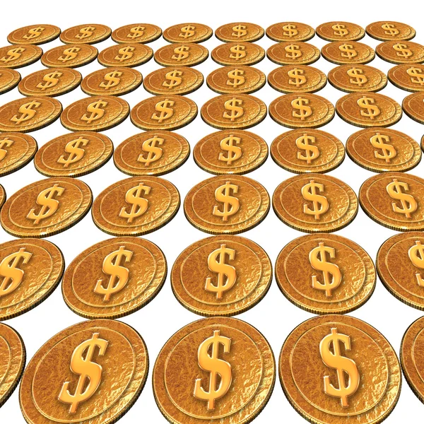 Golden usa dollar coins on the white — Stock Photo, Image